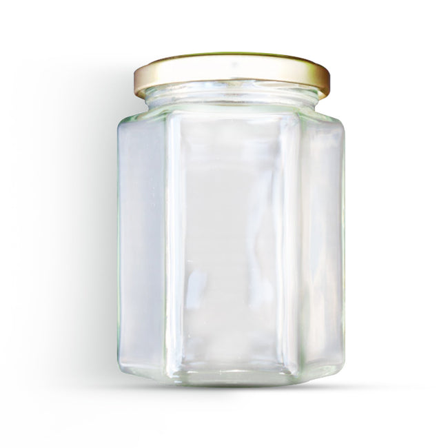 300mL Hex jar with gold lid